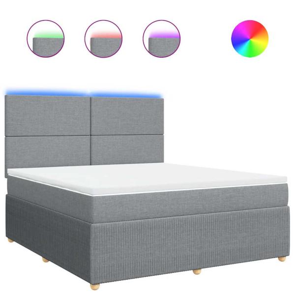 Boxspringbett mit Matratze Hellgrau 180x200 cm Stoff