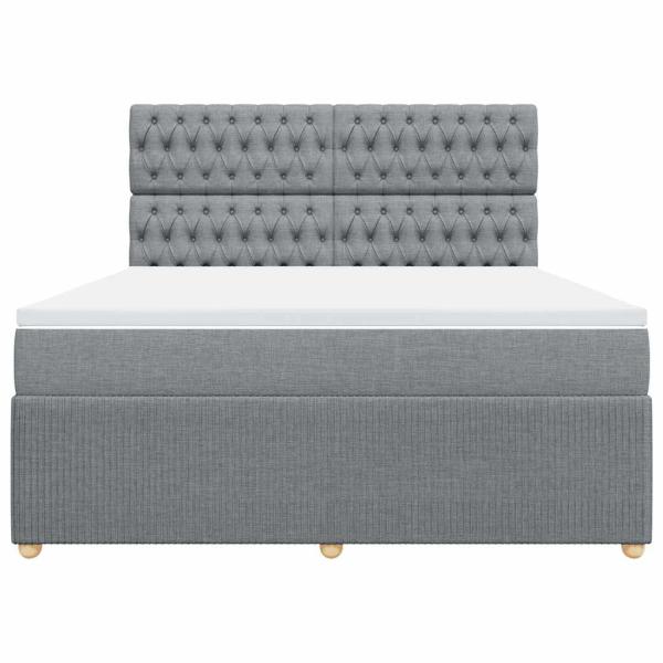 ARDEBO.de - Boxspringbett mit Matratze Hellgrau 180x200 cm Stoff