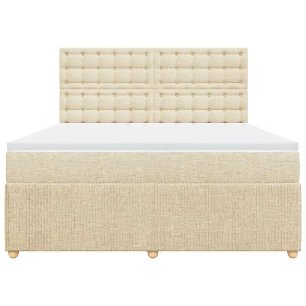 Boxspringbett mit Matratze Creme 180x200 cm Stoff