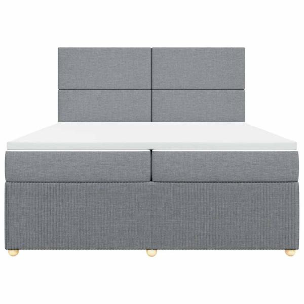 Boxspringbett mit Matratze Hellgrau 200x200 cm Stoff
