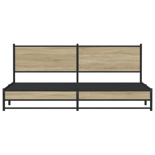Metallbett ohne Matratze Sonoma-Eiche 200x200 cm