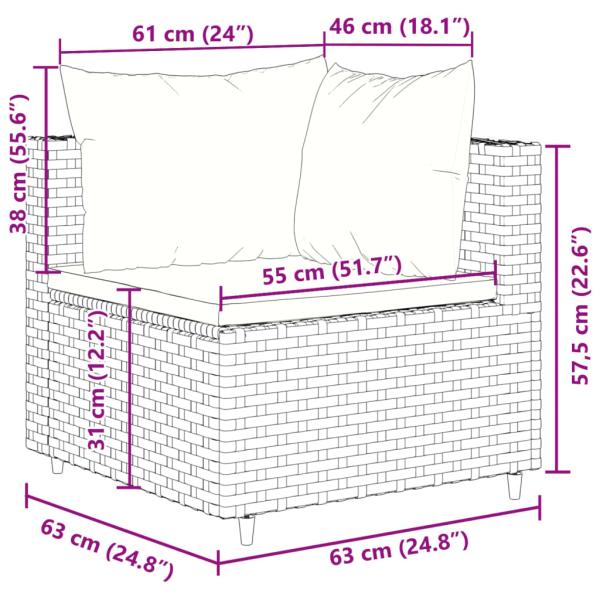 ARDEBO.de - 10-tlg. Garten-Sofagarnitur mit Kissen Grau Poly Rattan