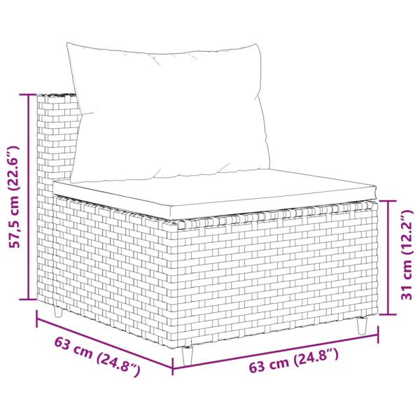 10-tlg. Garten-Sofagarnitur mit Kissen Grau Poly Rattan