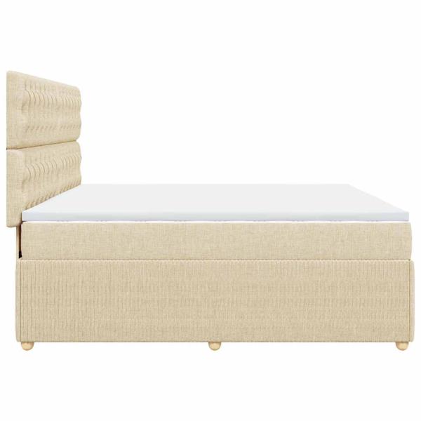ARDEBO.de - Boxspringbett mit Matratze Creme 180x200 cm Stoff