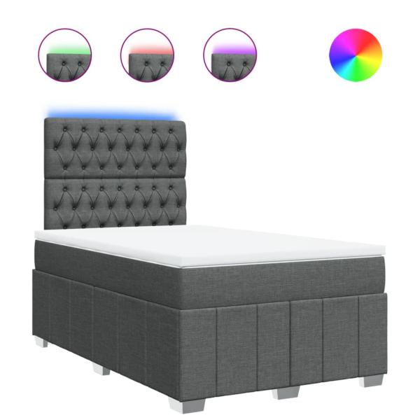 Boxspringbett mit Matratze Dunkelgrau 120x200 cm Stoff