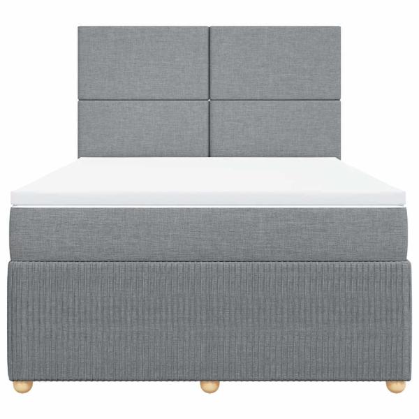 Boxspringbett mit Matratze Hellgrau 140x190 cm Stoff