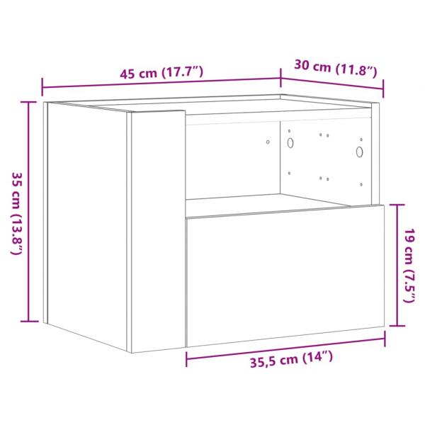 Wand-Nachttische 2 Stk. Sonoma-Eiche 45x30x35 cm