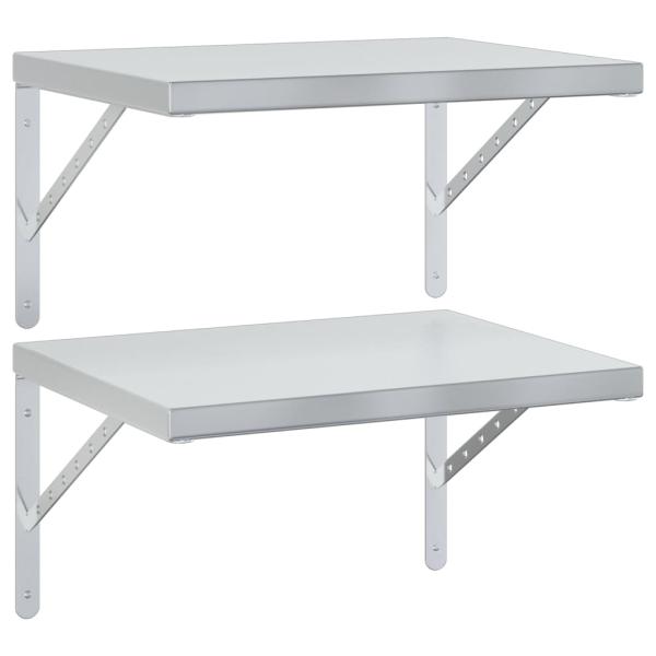 ARDEBO.de - Wandregale 2 Stk. 50x40 cm Silbern Edelstahl