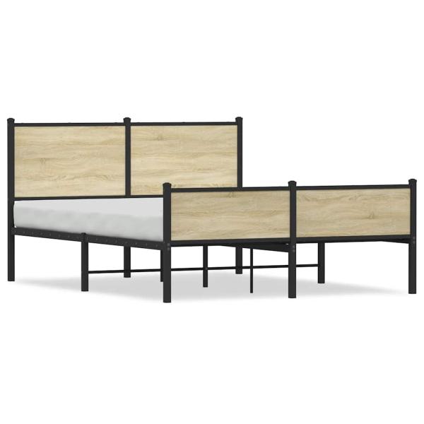 Metallbett ohne Matratze Sonoma-Eiche 140x190 cm