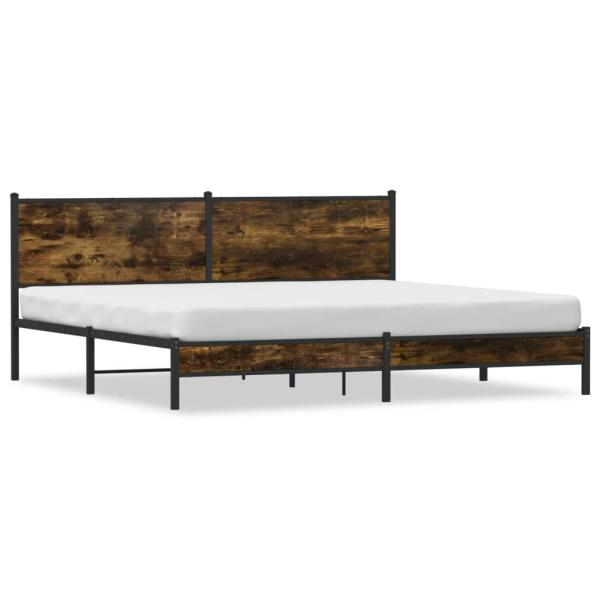 Metallbett ohne Matratze Räuchereiche 193x203 cm