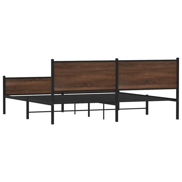 Metallbett ohne Matratze Braun Eichen-Optik 193x203 cm