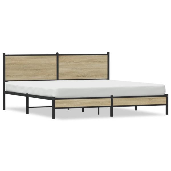 ARDEBO.de - Metallbett ohne Matratze Sonoma-Eiche 180x200 cm