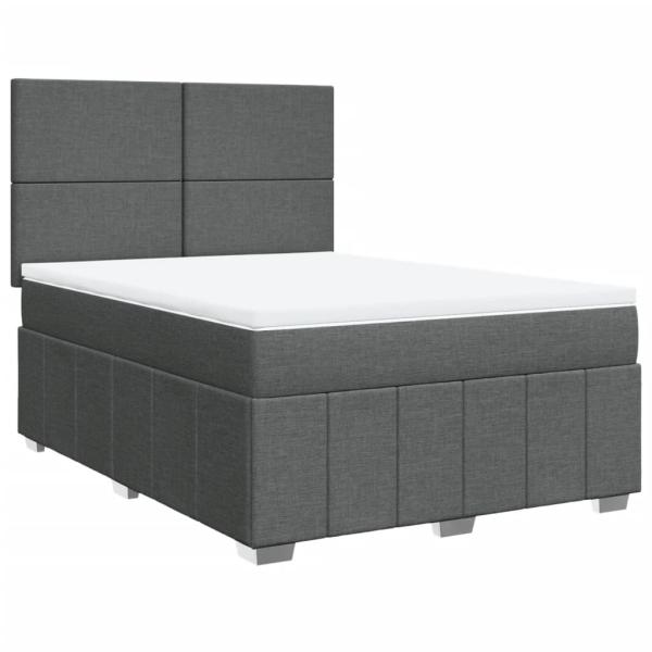 ARDEBO.de - Boxspringbett mit Matratze Dunkelgrau 140x190 cm Stoff