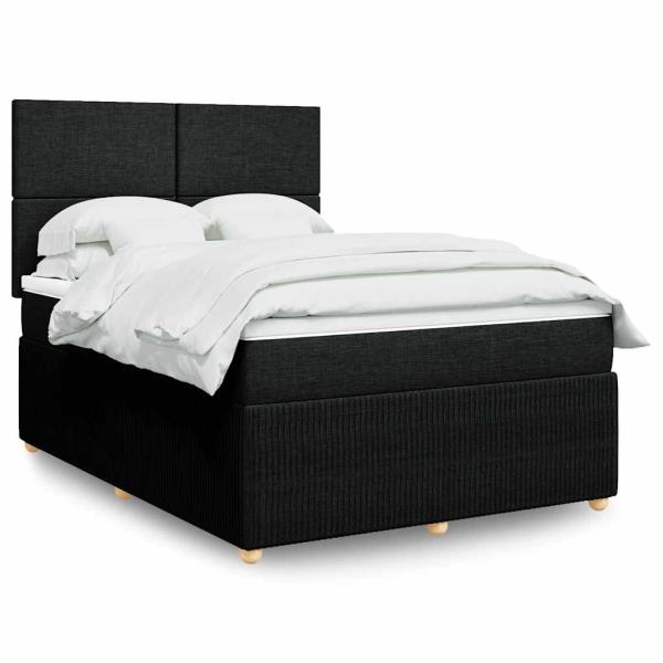 ARDEBO.de - Boxspringbett mit Matratze Schwarz 140x190 cm Stoff