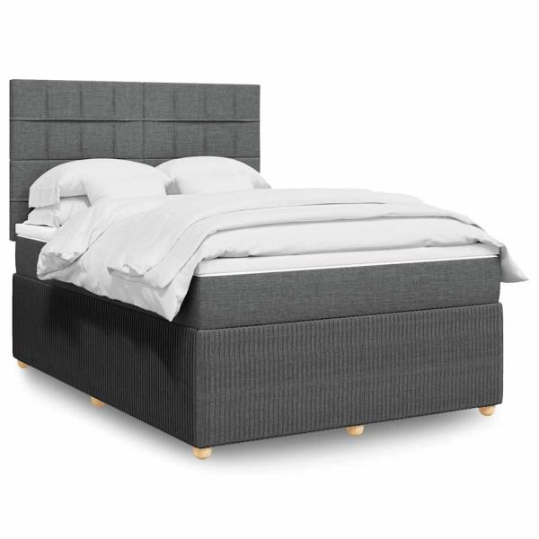 ARDEBO.de - Boxspringbett mit Matratze Dunkelgrau 140x190 cm Stoff