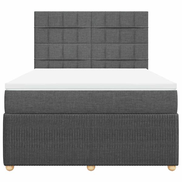 Boxspringbett mit Matratze Dunkelgrau 140x190 cm Stoff