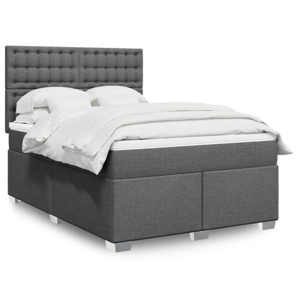 ARDEBO.de - Boxspringbett mit Matratze Dunkelgrau 160x200 cm Stoff