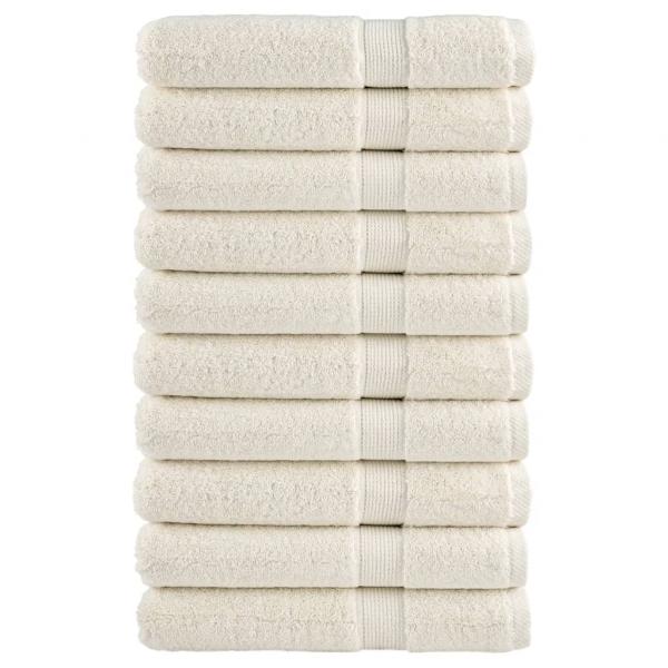 ARDEBO.de - Premium-Handtücher SOLUND 10 Stk. Cremeweiß 100x200 cm 600 g/m²