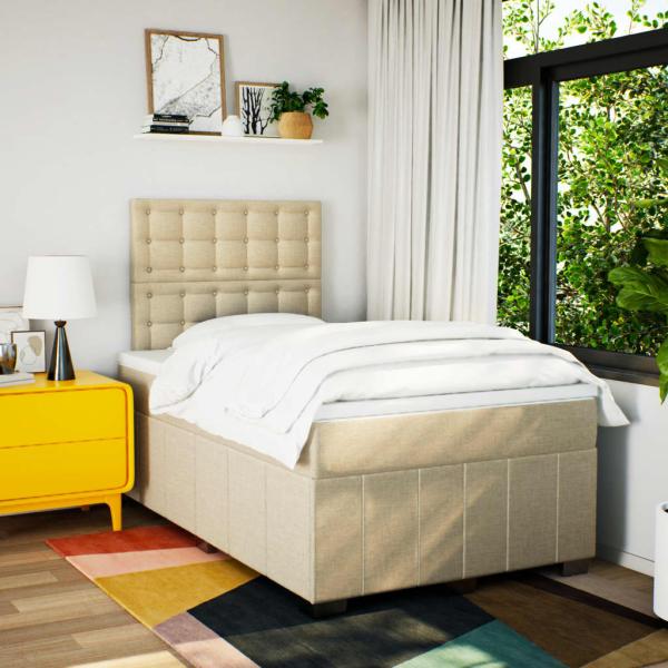 Boxspringbett mit Matratze Creme 120x200 cm Stoff