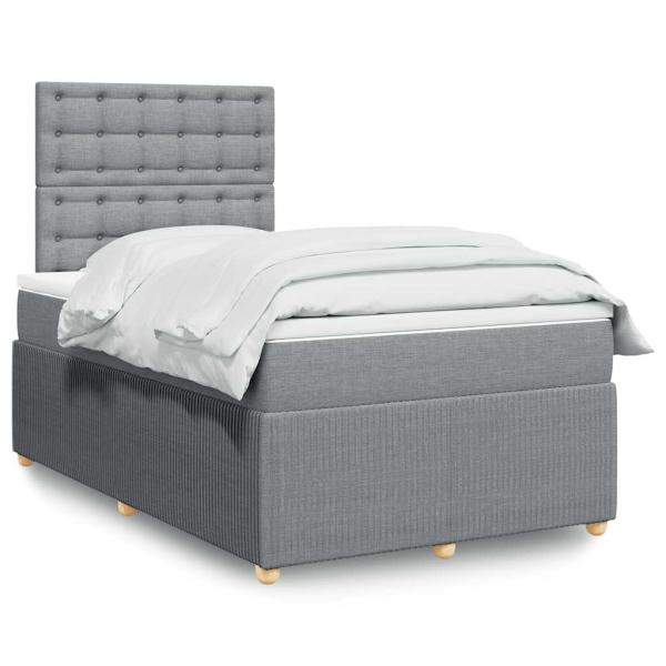 ARDEBO.de - Boxspringbett mit Matratze Hellgrau 120x190 cm Stoff