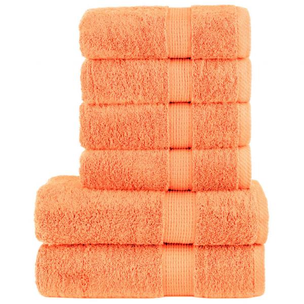 ARDEBO.de - 6 tlg. Premium-Handtuch-Set SOLUND Orange 600 g/m²