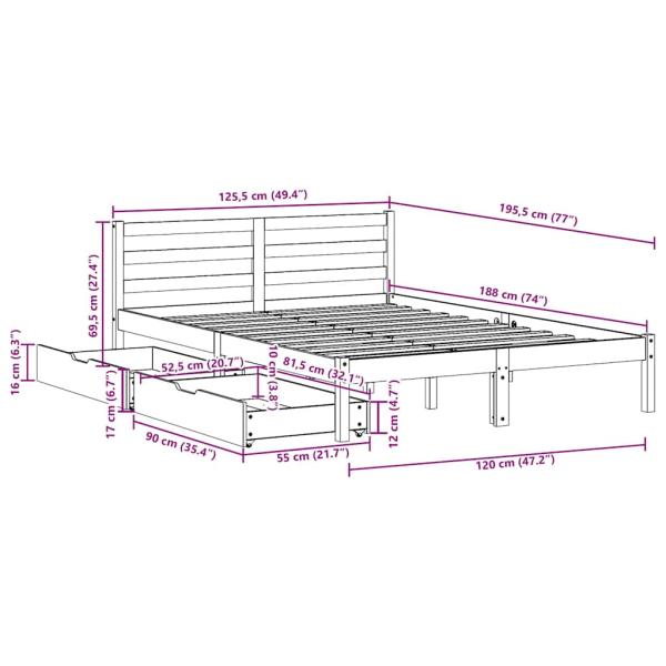 Massivholzbett ohne Matratze Wachsbraun 120x190 cm Kiefernholz