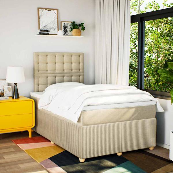 Boxspringbett mit Matratze Creme 120x190 cm Stoff