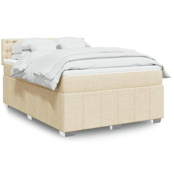 ARDEBO.de - Boxspringbett mit Matratze Creme 160x200 cm Stoff
