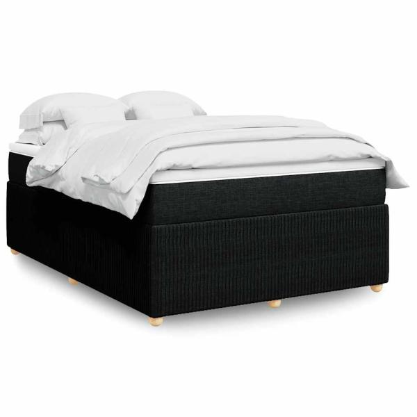ARDEBO.de - Boxspringbett mit Matratze Schwarz 140x190 cm Stoff