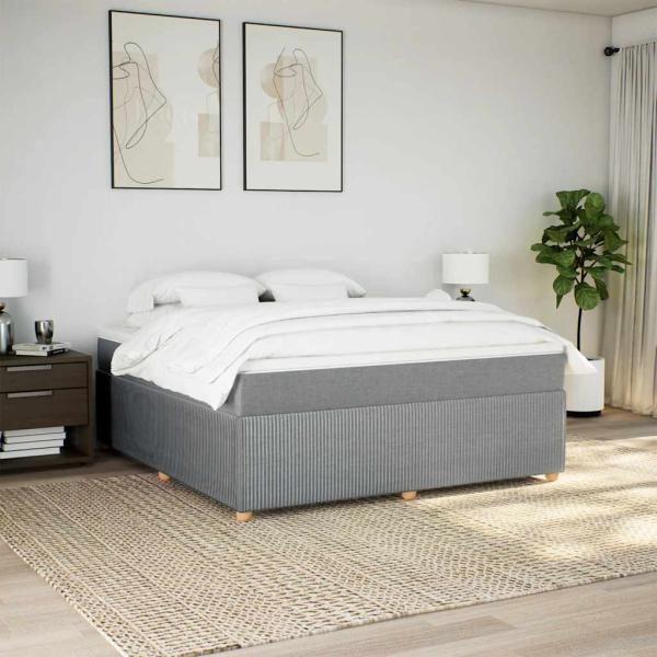 Boxspringbett mit Matratze Hellgrau 180x200 cm Stoff
