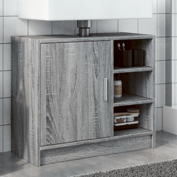 ARDEBO.de - Waschbeckenunterschrank Grau Sonoma 63x29x55 cm Holzwerkstoff