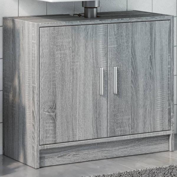 ARDEBO.de - Waschbeckenunterschrank Grau Sonoma 63x29x55 cm Holzwerkstoff