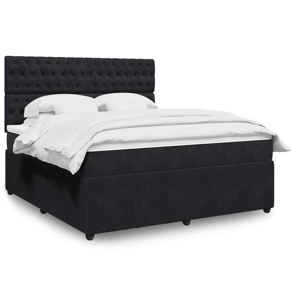 ARDEBO.de - Boxspringbett mit Matratze Schwarz 180x200 cm Samt