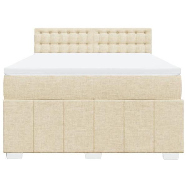 Boxspringbett mit Matratze Creme 160x200 cm Stoff