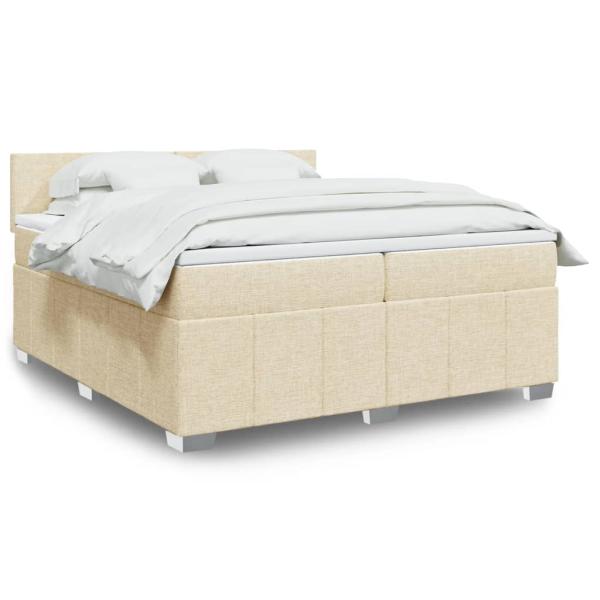 ARDEBO.de - Boxspringbett mit Matratze Creme 200x200 cm Stoff