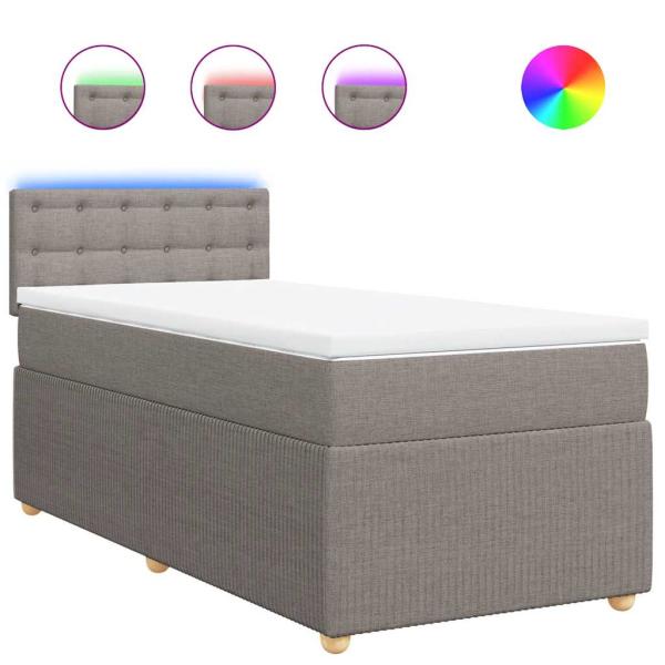 Boxspringbett mit Matratze Taupe 100x200 cm Stoff