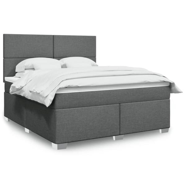 ARDEBO.de - Boxspringbett mit Matratze Dunkelgrau 180x200 cm Stoff