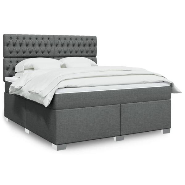 ARDEBO.de - Boxspringbett mit Matratze Dunkelgrau 180x200 cm Stoff