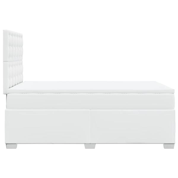 Boxspringbett mit Matratze Weiß 120x200 cm Kunstleder