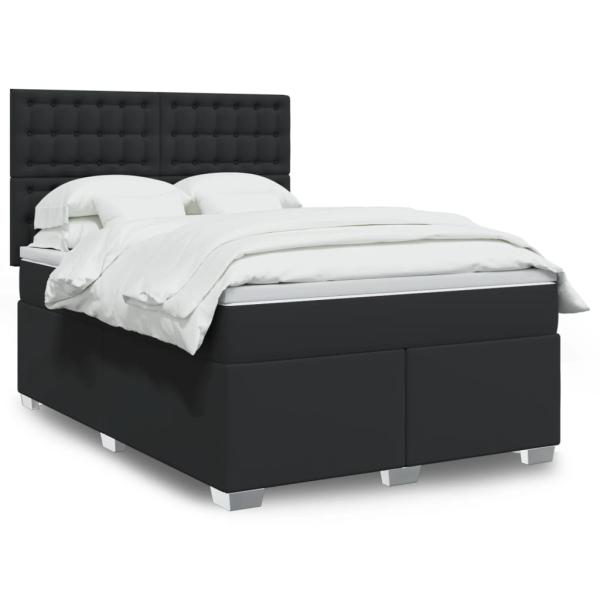 ARDEBO.de - Boxspringbett mit Matratze Schwarz 140x190 cm Kunstleder