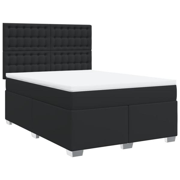 Boxspringbett mit Matratze Schwarz 140x190 cm Kunstleder