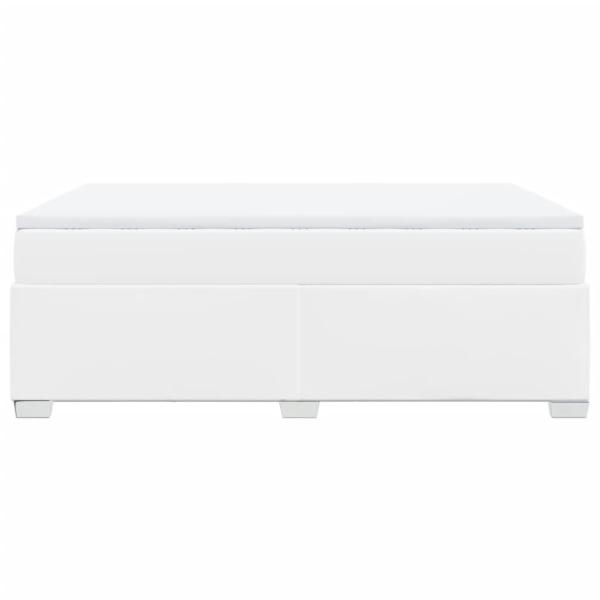 Boxspringbett mit Matratze Weiß 160x200 cm Kunstleder