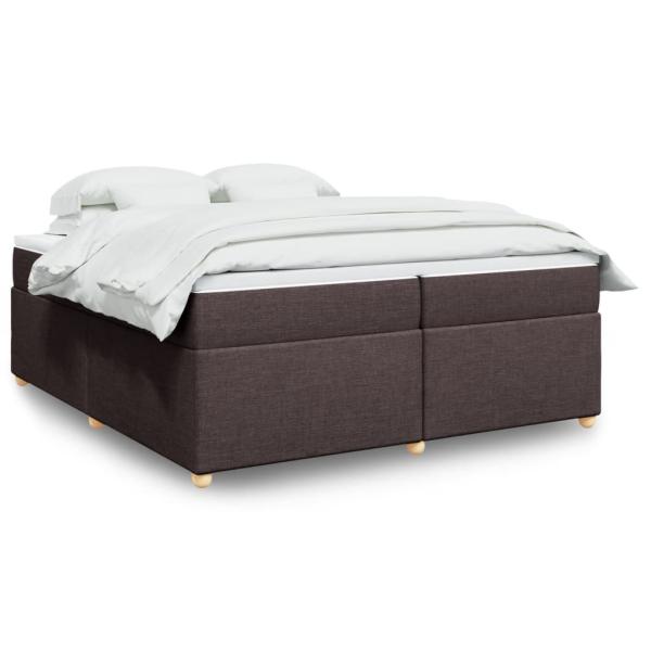 ARDEBO.de - Boxspringbett mit Matratze Dunkelbraun 200x200 cm Stoff
