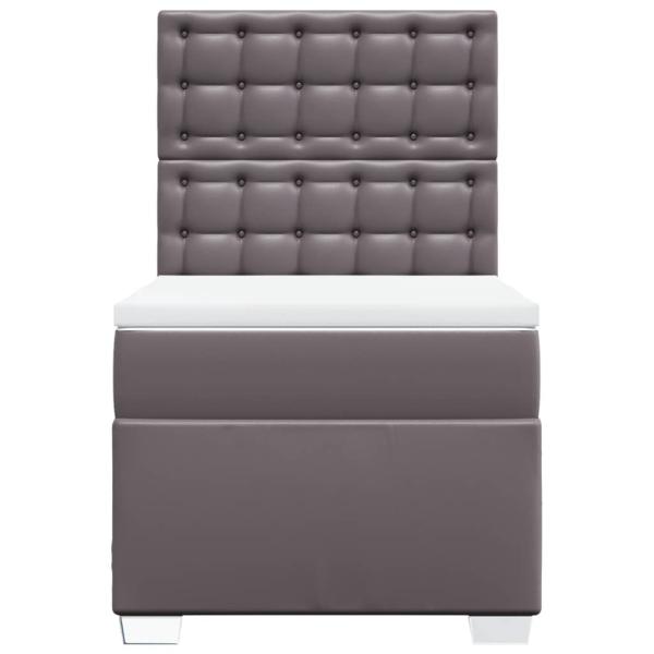 Boxspringbett mit Matratze Grau 90x200 cm Kunstleder