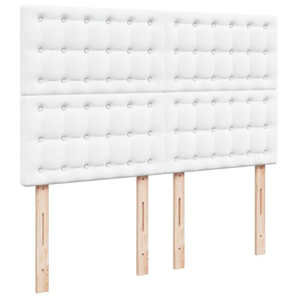 Boxspringbett mit Matratze Weiß 140x200 cm Kunstleder