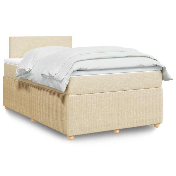 ARDEBO.de - Boxspringbett mit Matratze Creme 120x190 cm Stoff