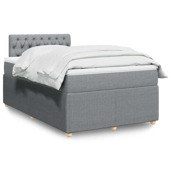 ARDEBO.de - Boxspringbett mit Matratze Hellgrau 120x190 cm Stoff