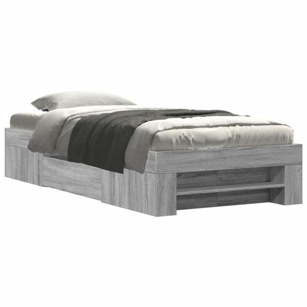Bettgestell Grau Sonoma 100x200 cm Holzwerkstoff