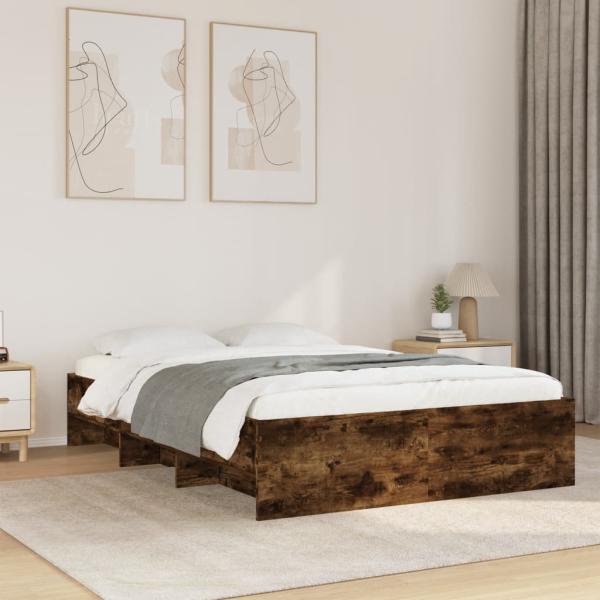ARDEBO.de - Bettgestell ohne Matratze Räuchereiche 120x200 cm Holzwerkstoff