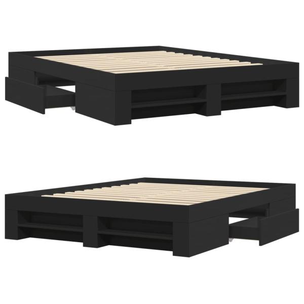 ARDEBO.de - Bettgestell Schwarz 150x200 cm Holzwerkstoff